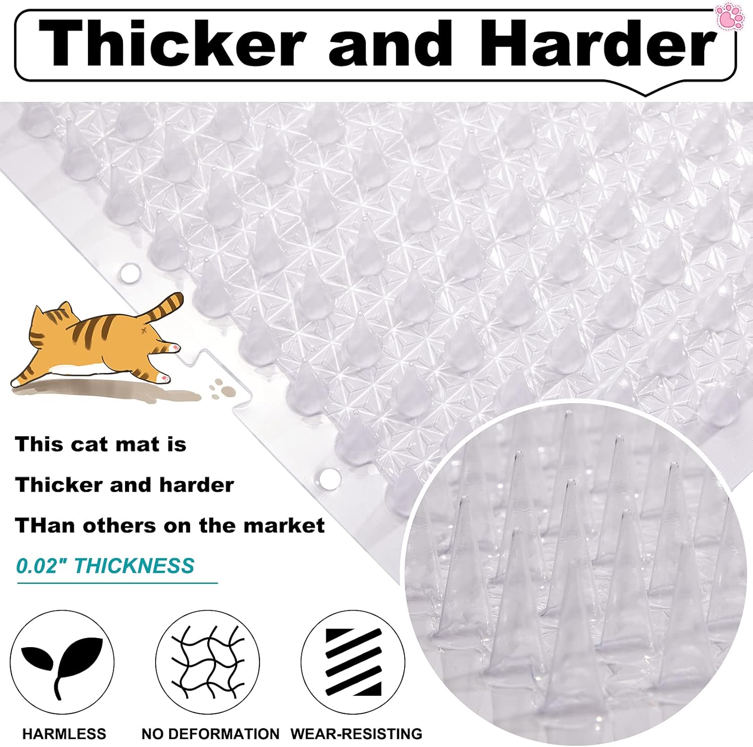 Nuanchu 12 Pieces Cat Deterrent Mat Cat Repellent Mat with Spikes Keep Dogs Off Counter Anti Pet for Outdoor Indoor Plants Garden Sofa Window(16 x 13 Inches,Clear)